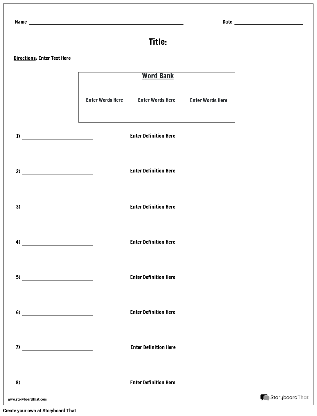 create-free-worksheet-definition-templates