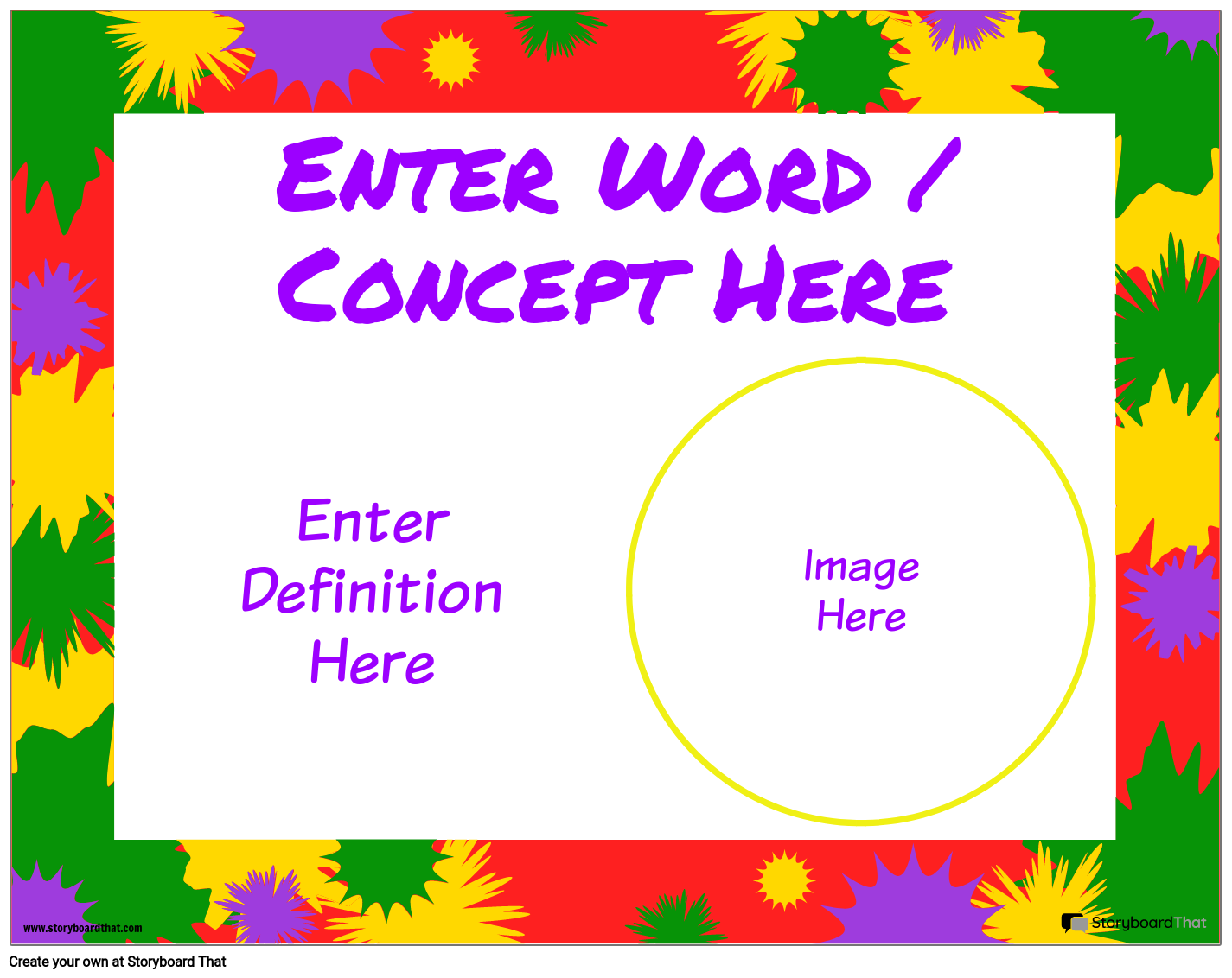 Word Wall Worksheet Template with Vibrant Paints