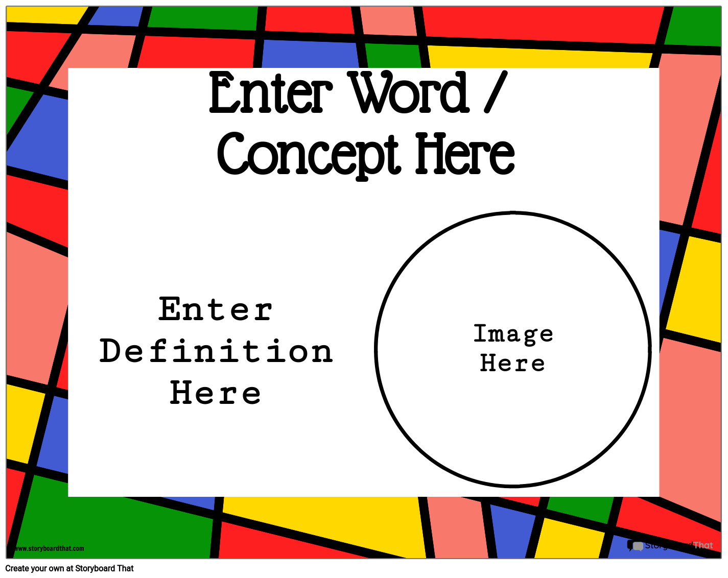 Colorful Cubism Themed Word Wall Worksheet